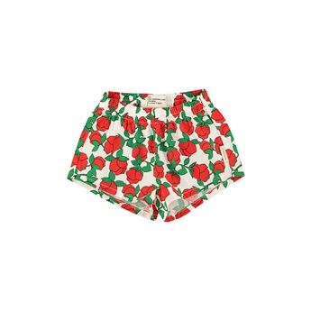 Elastic Band Shorts - Ecru/Roses