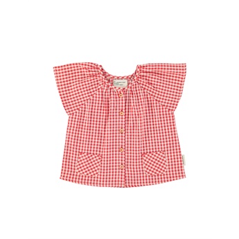 Buttoned Blouse - Red Checkered