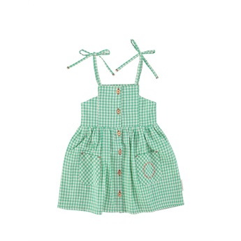Sleeveless Short Dress - Checkered Green