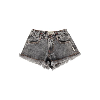 Fringed Shorts - Washed Black Denim