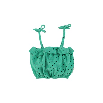 Strapped Top - Green/Hearts