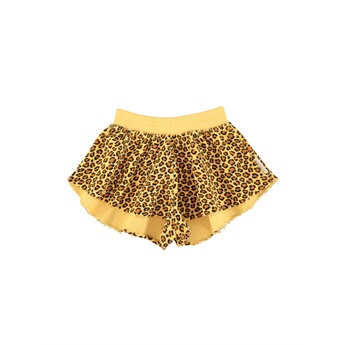 Raw Edge Shorts - Mustard Animal Print