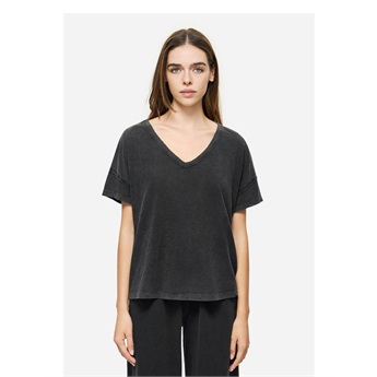 Women Oversize V-Neck T-Shirt - Vintage Black