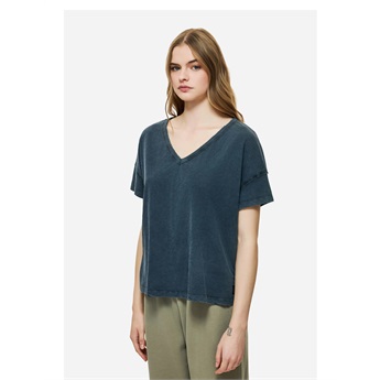 Women Oversize V-Neck T-Shirt - Vintage Blue