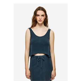 Women Cropped Tank Top - Vintage Blue