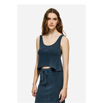 Women Cropped Tank Top - Vintage Blue