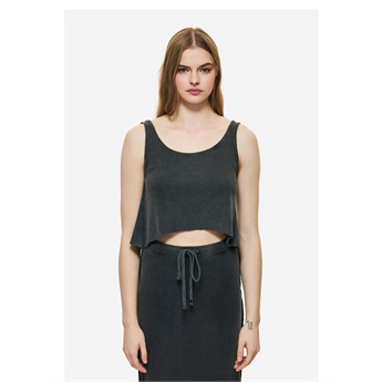 Women Cropped Tank Top - Vintage Black