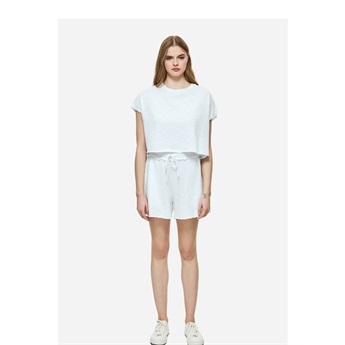Women Raw Cut Shorts - White