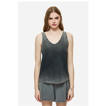 Women V-Neck Tank - Shadow Black