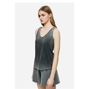 Women V-Neck Tank - Shadow Black