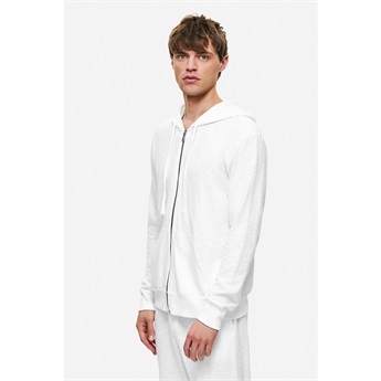 Men Regular Knit Slub Fullzip - White