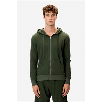 Men Regular Knit Slub Fullzip - Khaki