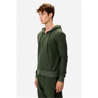 Men Regular Knit Slub Fullzip - Khaki