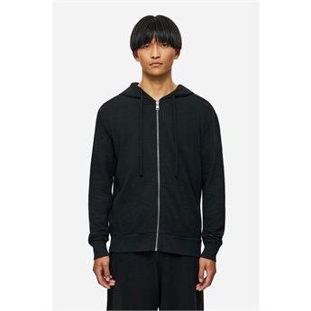 Men Regular Knit Slub Fullzip - Black