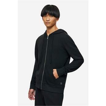 Men Regular Knit Slub Fullzip - Black