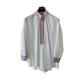 Solaya White Shirt - Pink Stripes