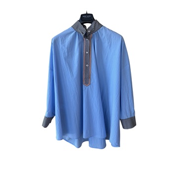 Solaya Blue Shirt - Gingham Black