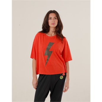 Angie Boyfriend T-Shirt - Red/ Glitter