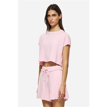 Women Relaxed Raw Cut T-Shirt - Bubblegum