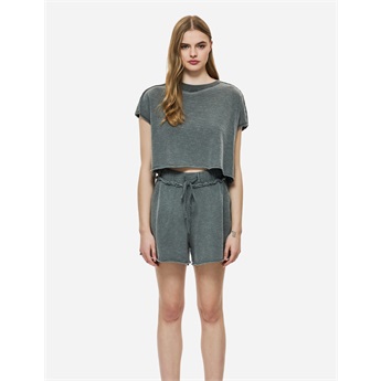 Women Relaxed Raw Cut T-Shirt - Vintage Grey