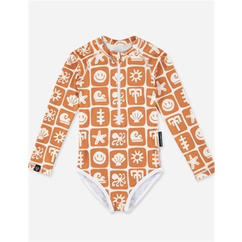 Sea Smiley Golden LS Swimsuit UPF50+
