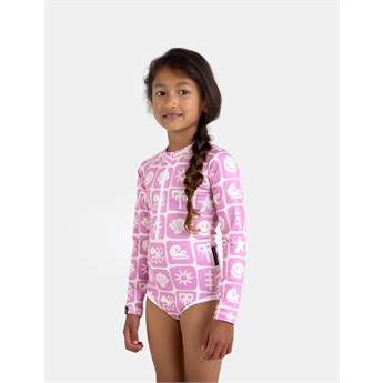 Sea Smiley Pink LS Swimsuit UPF50+