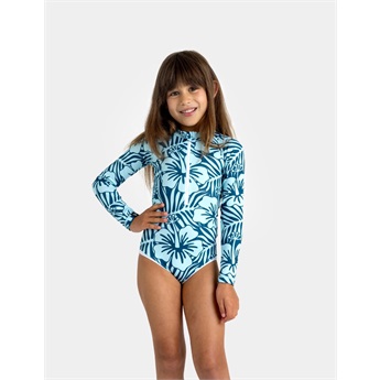 Hibiscus Blue LS Swimsuit UPF50+