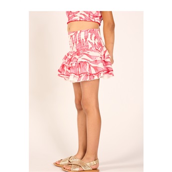 Mini Skirt Alizee - Pink Palm Leaf