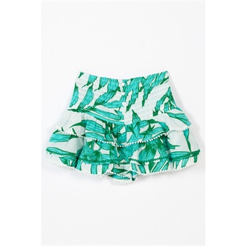 Mini Skirt Alizee - Green Palm Leaf