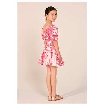 Mini Dress Chantal - Pink Palm Leaf