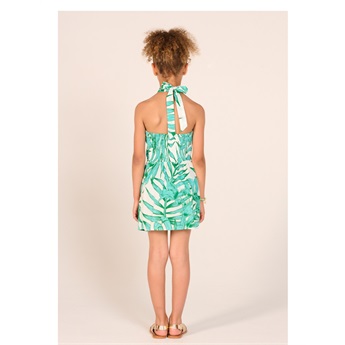 Mini Dress Manon - Green Palm Leaf