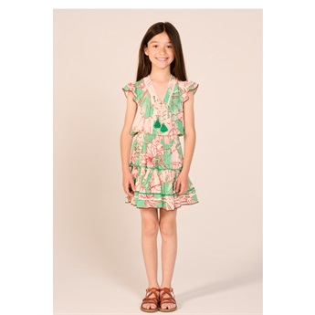 Mini Dress Anais - Green Petal
