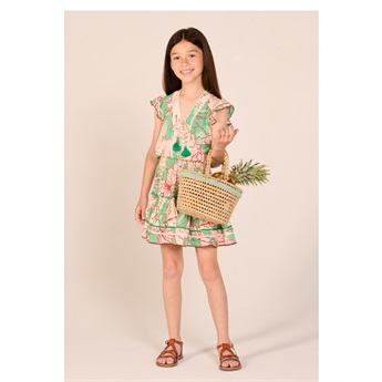 Mini Dress Anais - Green Petal