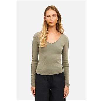Women V-Neck Rib Longsleeve - Vintage Rock
