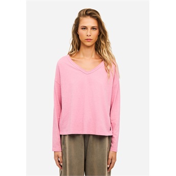 Women V-Neck Relaxed Longsleeve - Wild Rose
