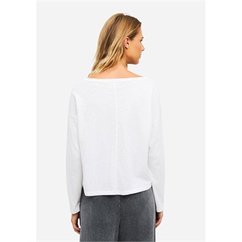 Women V-Neck Relaxed Longsleeve - White