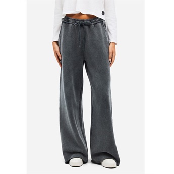 Women Wide Raw Edge Sweatpants - Vintage Grey