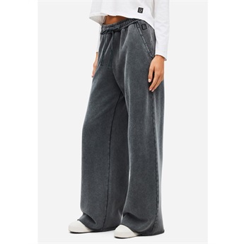 Women Wide Raw Edge Sweatpants - Vintage Grey