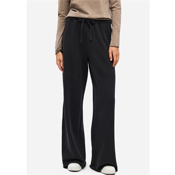 Women Wide Raw Edge Sweatpants - Vintage Black