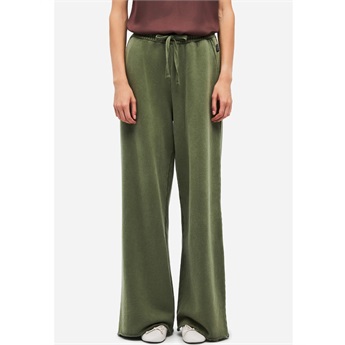 Women Wide Raw Edge Sweatpants - Vintage Khaki