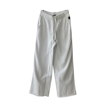 Women Wide Raw Edge Sweatpants - White