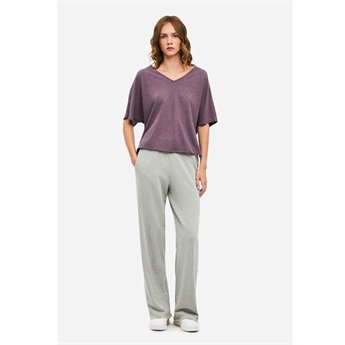 Women Wide Light Sweatpants - Vintage Greige
