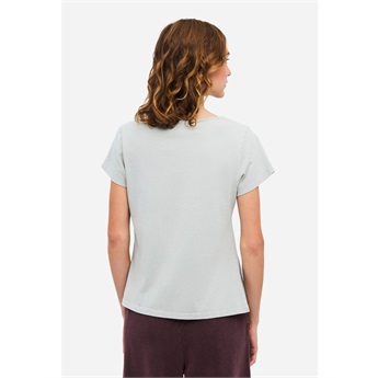 Women V-Neck Piping T-Shirt - Vintage Greige