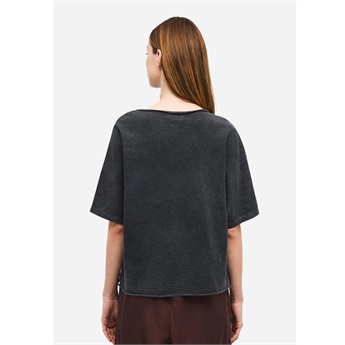 Women Raw Edge Slub T-Shirt - Vintage Black